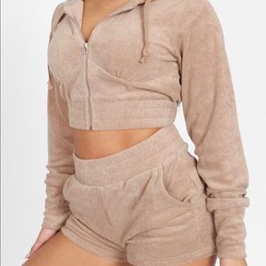 short set, two piece, shorts cropped jacket